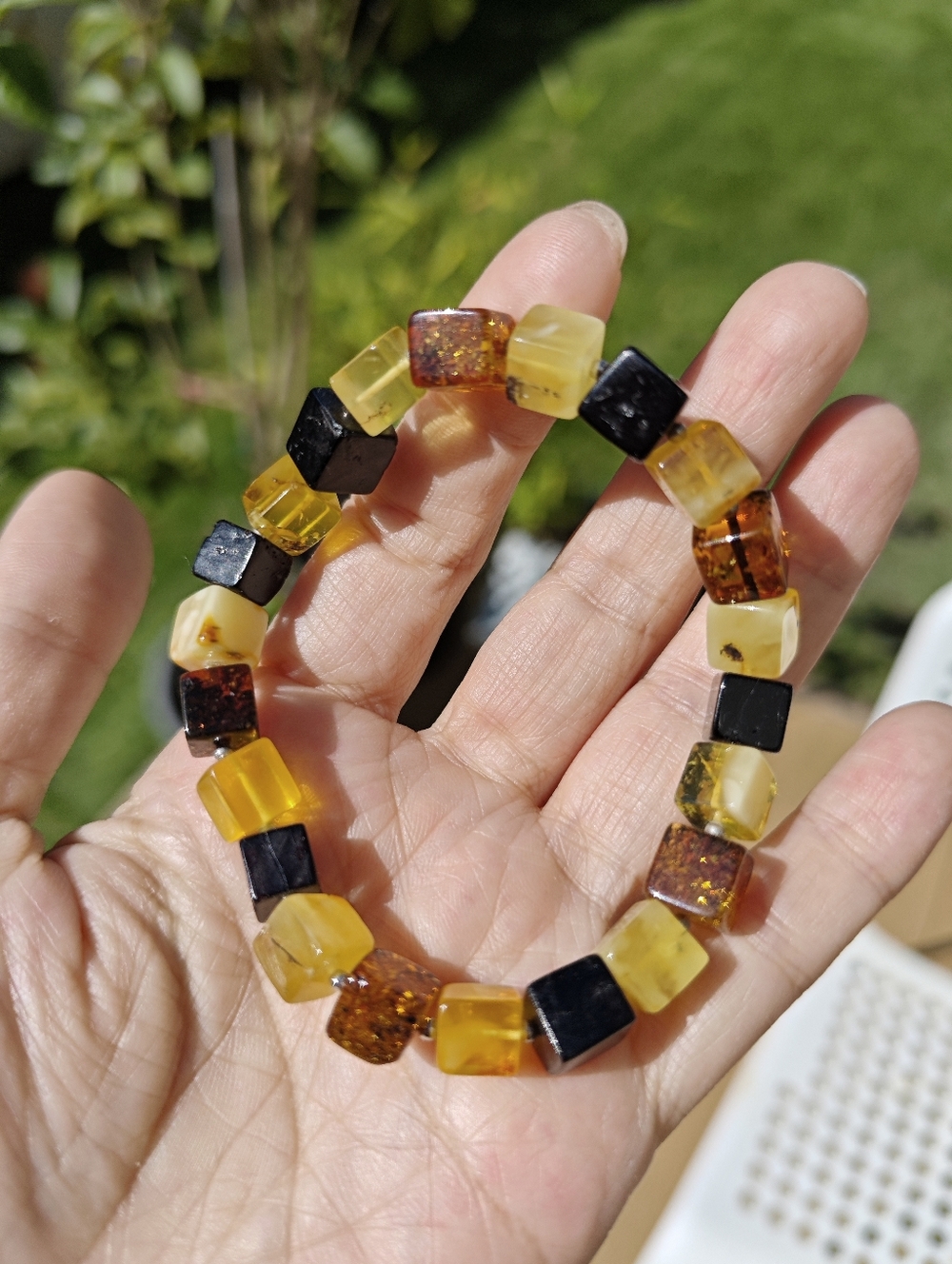 Multicolor Amber Cube Stretch Bracelet - Women Jewelry